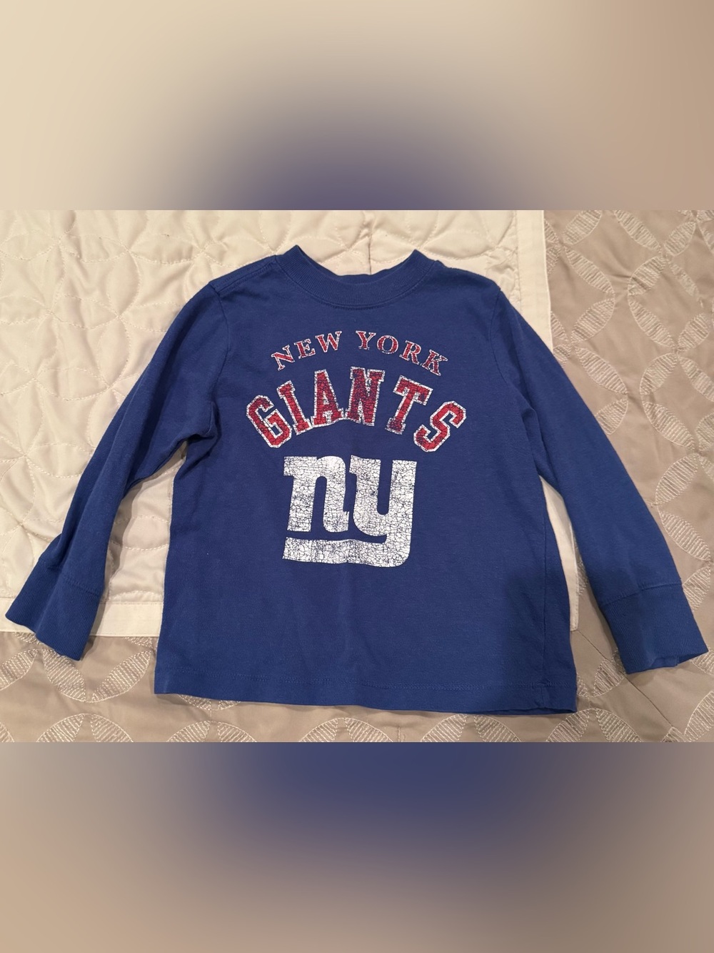 NFL Team Apparel New York Giants Long Sleeve Tee Boys Size 3T